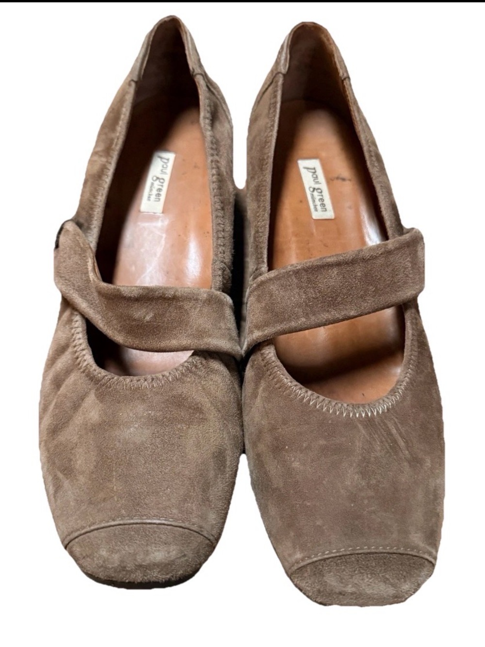 Paul Green Wedge Suede Shoes Sz UK 6.5 US 9 Brown Strap